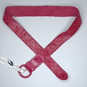 Woven Bordo Maroon Berry Leather Belt Size L